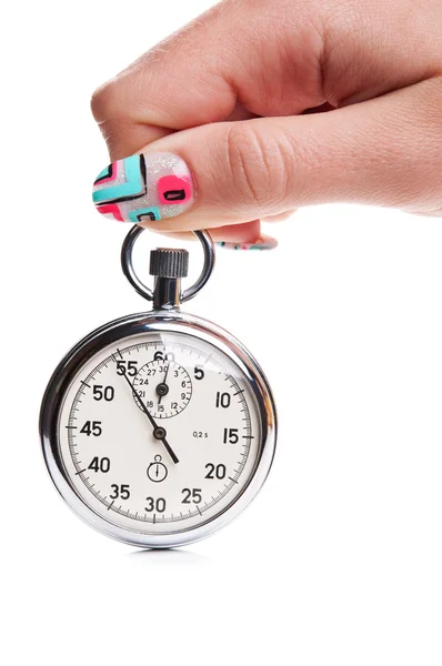 Woman hand with stopwatch — Stock Photo, Image