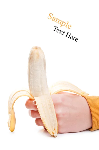 Femme exploitant une banane — Photo