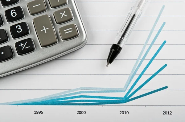 Pen and finance diagram — Stock Photo, Image
