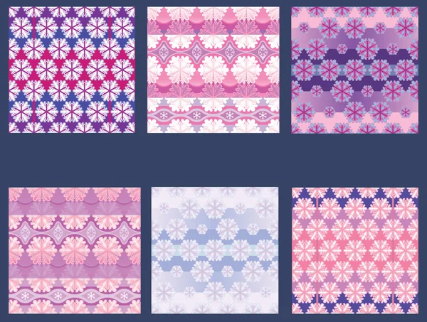 Un ensemble de motifs de fond et de textiles sans couture. Décoration de Noël d'hiver — Image vectorielle