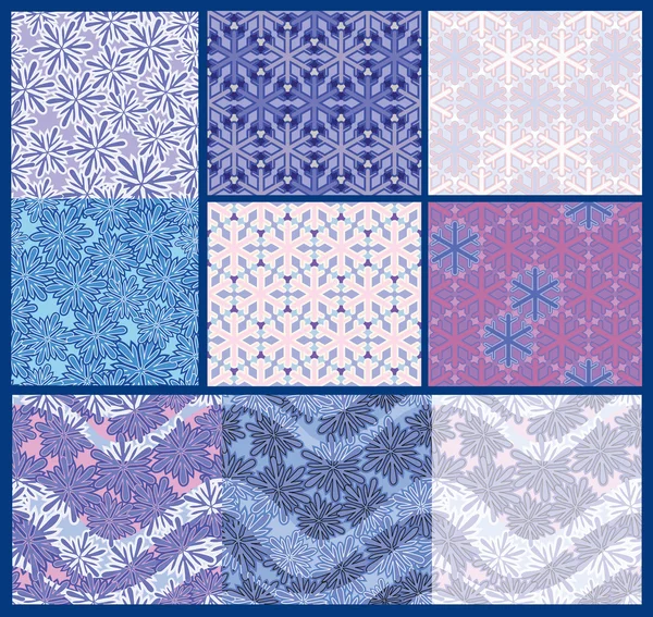 Color options seamless patterns from snowflakes — Stock Vector