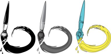 Trace of paint brushes. Tool for creativity as a sign. clipart