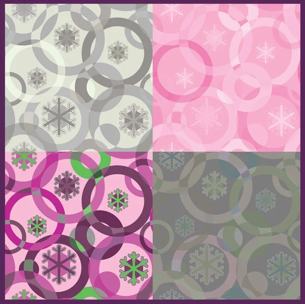 Seamless inlay of the circles and snowflakes. — Stockvector
