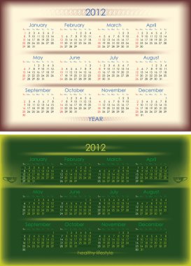 Vector calendar for 2012 year clipart