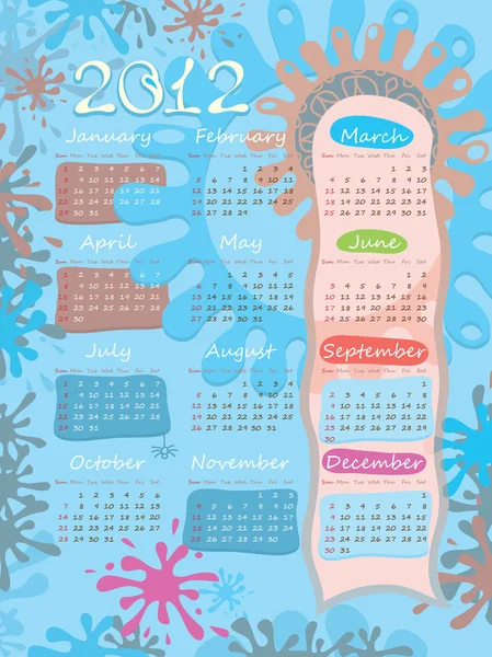 2012 calendar on blots — Stock Vector