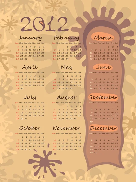 2012 calendário em manchas . — Vetor de Stock