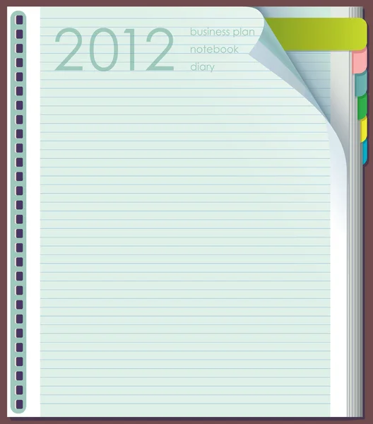 日記の記入項目。ラインナップ ページです。右上隅に曲がっています。数 2012 — ストックベクタ