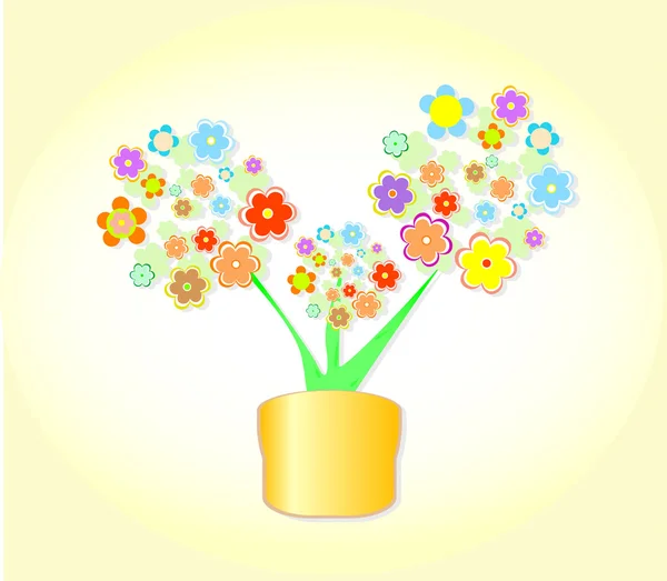 Abstraktní květina v hrnci, květináč pozadí — Stockový vektor