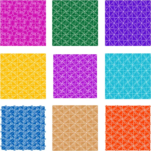Seamless background flowers, floral pattern colored set — Stock Vector