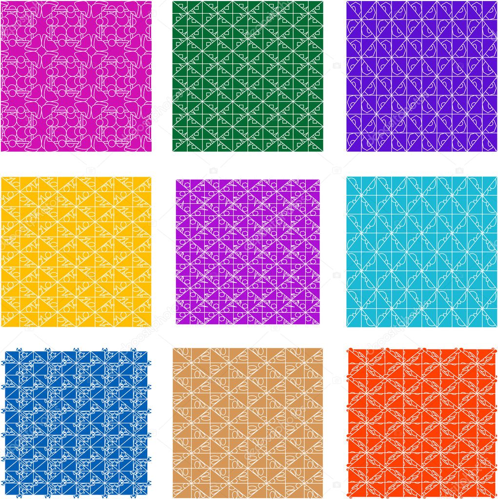 Seamless background flowers, floral pattern colored set
