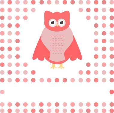 Cute owl card. Baby girl arrival announcement card clipart