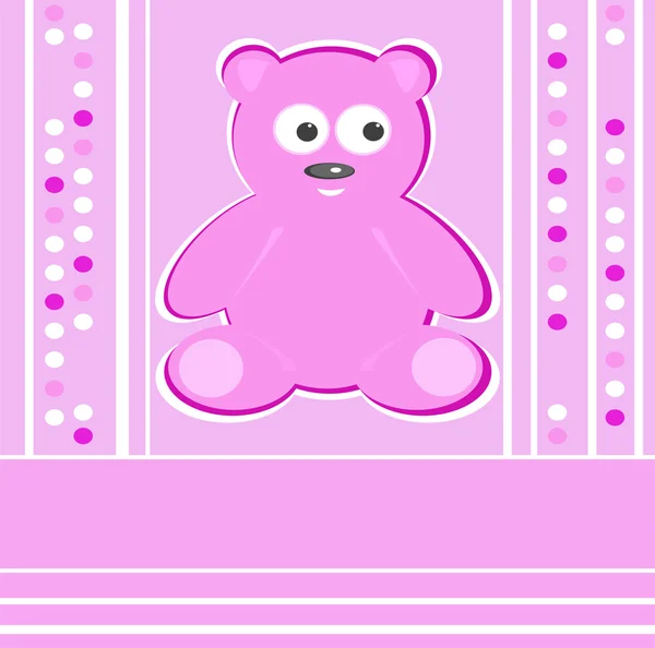 Urso de pelúcia bonito menina rosa fundo — Vetor de Stock