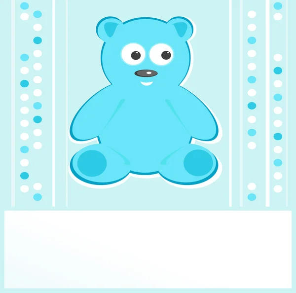 Teddy bear voor baby boy - baby aankomst aankondiging — Stockvector