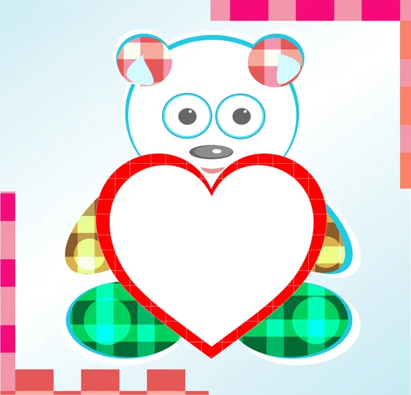 Teddybär Glückwunschkarte mit Herz — Stockvektor
