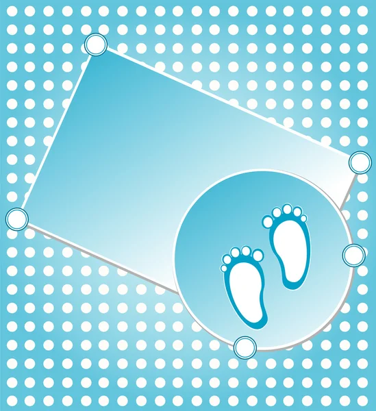 Baby jongen aankondiging kaart blauw — Stockvector