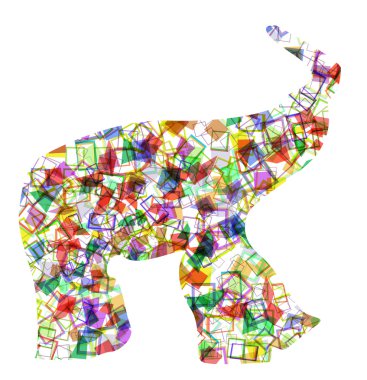 Birçok kabarcık vektöründen Afrika filleri siluet tasarımı