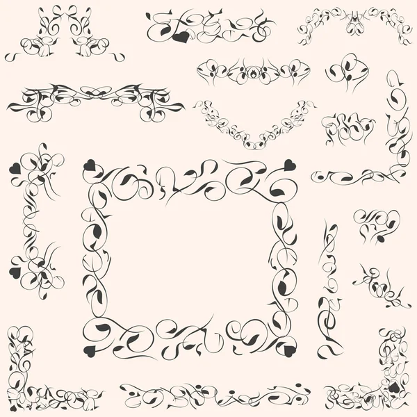 Set éléments calligraphiques vintage design et page décoration vecteur — Image vectorielle