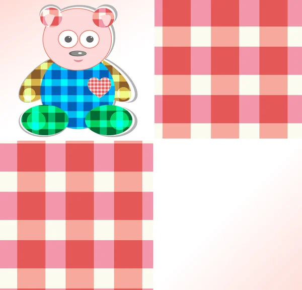 Niedliche Karte mit rosa Teddybär für Mädchen Vektor — Stockvektor