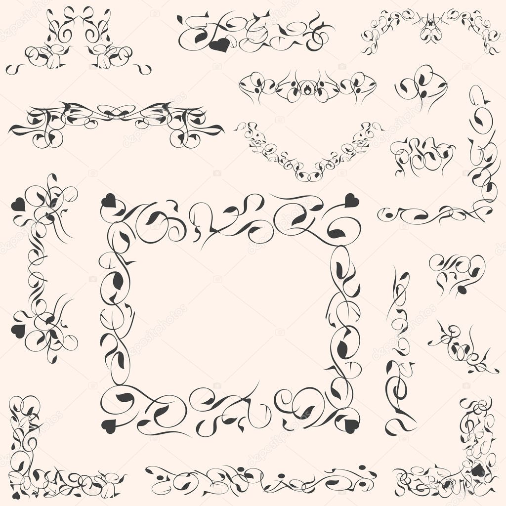 Set calligraphic vintage design elements and page decoration vector