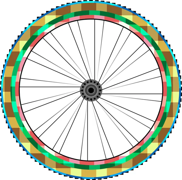 Front wheel of a mountain bike isolated on white vector — Stock Vector