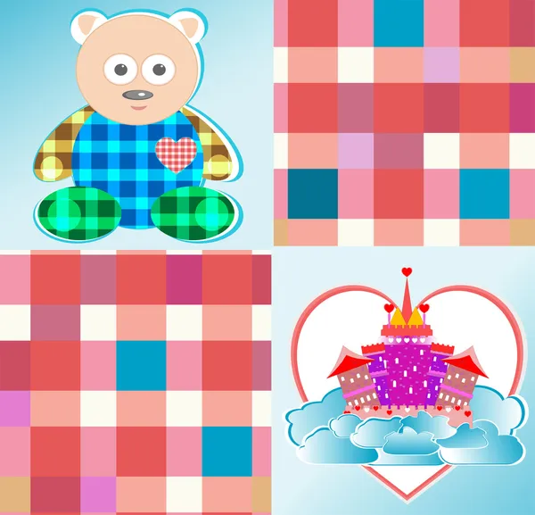 神奇的童话城堡粉色可爱的熊病媒 — 图库矢量图片