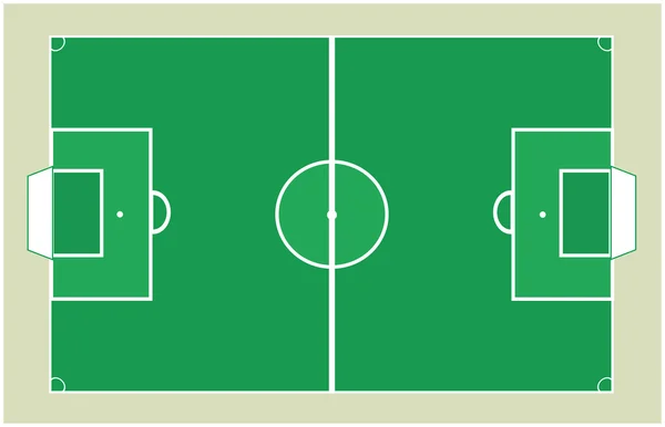 Зеленое поле футбола с коричневым фоном — стоковый вектор