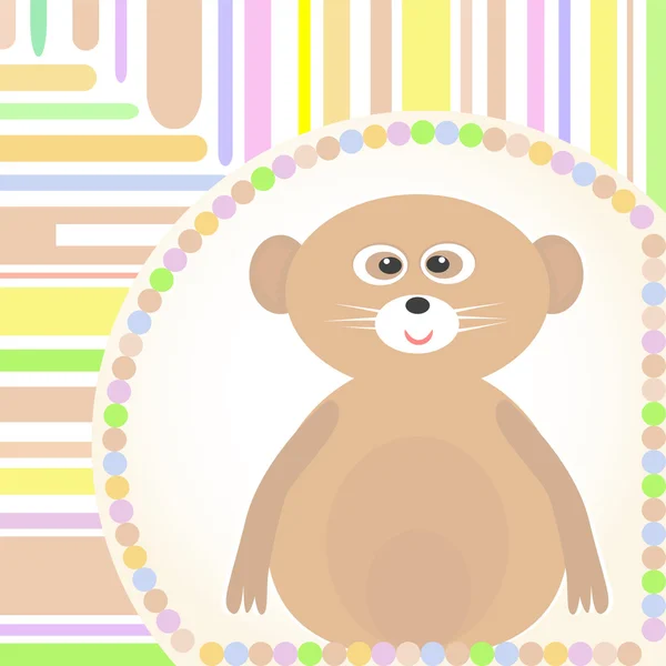 ベクトルのスクラップ ブックのためのかわいい赤ちゃんキツネザル グリーティング カード — ストックベクタ