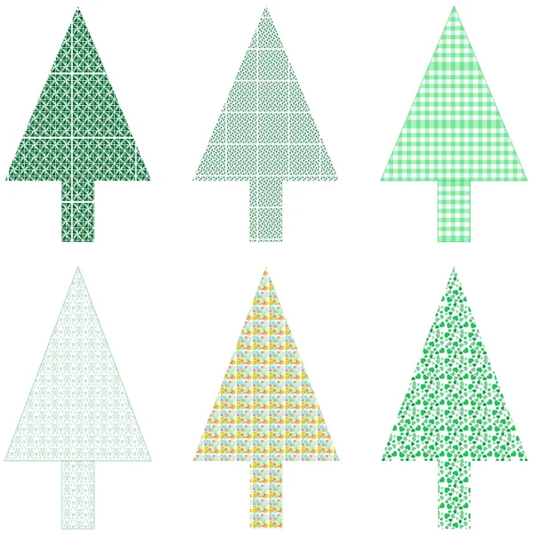 Abstracto árbol de Navidad verde tarjeta de felicitación vector de Navidad en blanco — Vector de stock