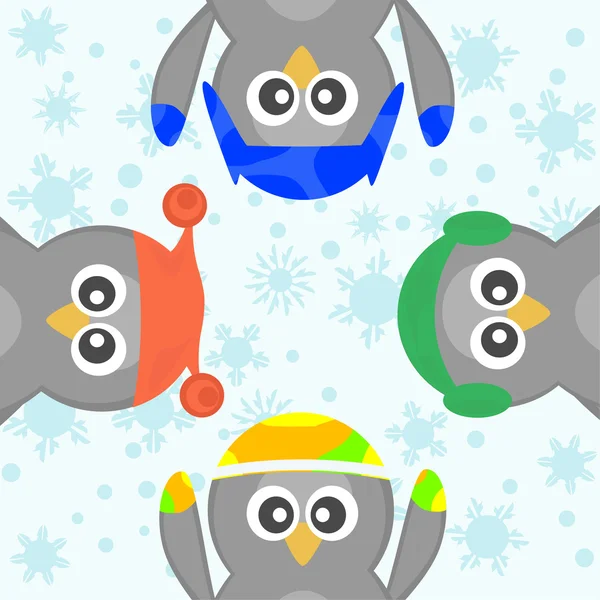 Χαριτωμένο Χριστούγεννα πιγκουίνος γιορτάζει χιόνι διάνυσμα — Διανυσματικό Αρχείο