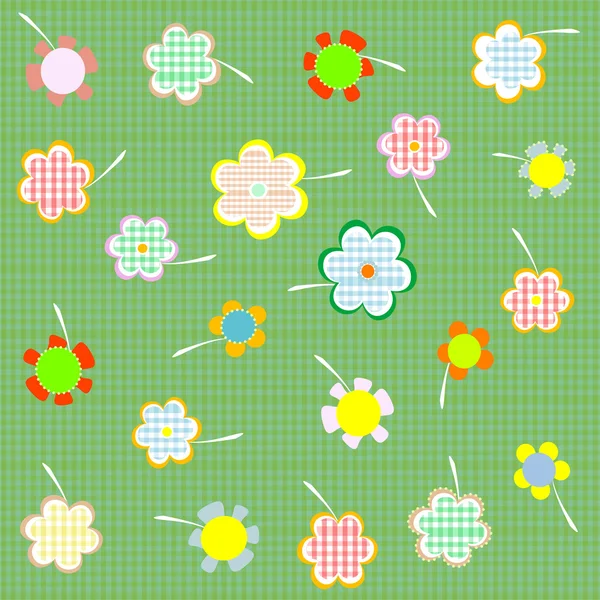 Birçok çiçek vektör ile çiçek sorunsuz retro desenli — Stok Vektör