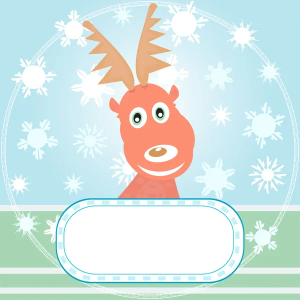 Noel kartı Rudolph'un ren geyiği ile vektör — Stok Vektör