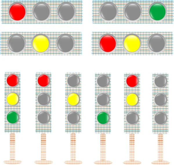 Set of textile Traffic light isolated on white background vector — Stock Vector