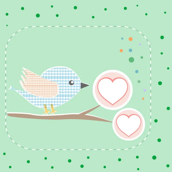 Mooi prachtige vogels met liefde hart vector kerstkaart — Stockvector