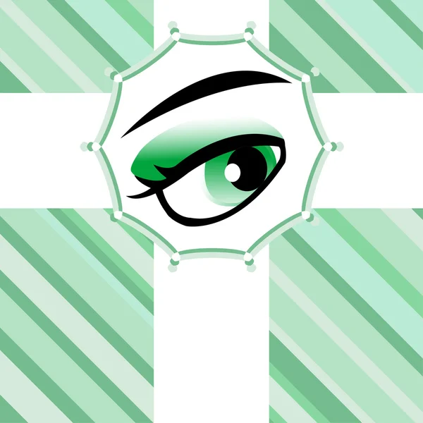 Γυναίκα πράσινο μάτι σχέδιο διακοπών κάρτα φορέα — Διανυσματικό Αρχείο