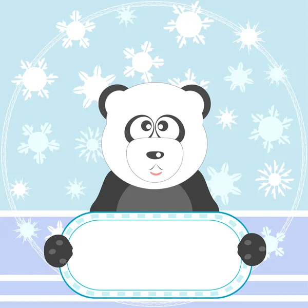Panda with empty blank and snow vector background — Stock Vector