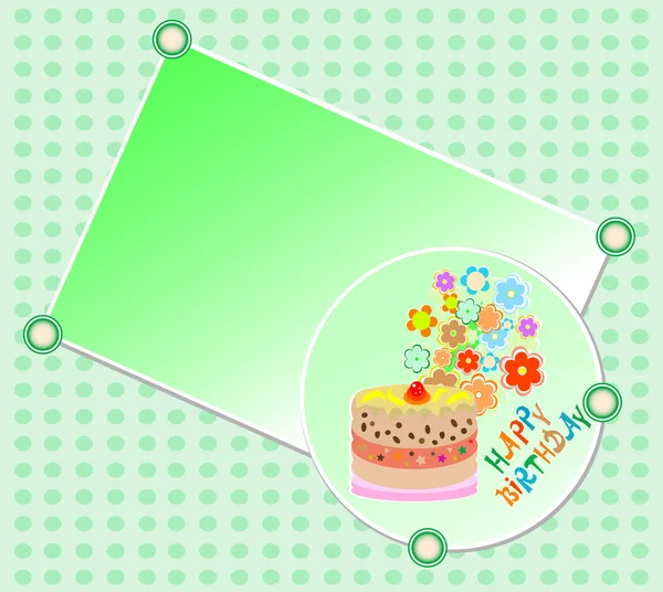 Векторні діти з днем народження торт і красиві квіти — стоковий вектор
