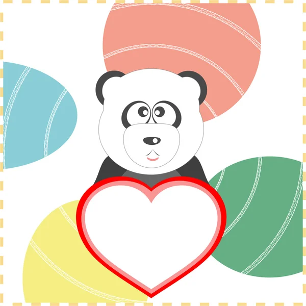 Arka planda kalbi olan bir panda. — Stok Vektör