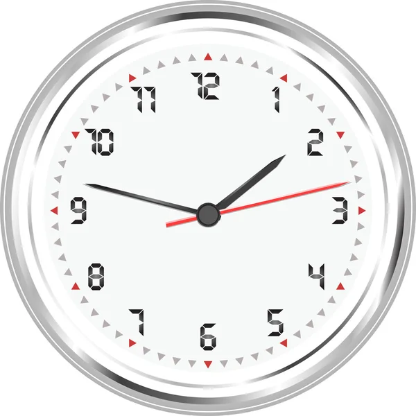 Vecteur d'horloge murale argent isolé sur fond blanc — Image vectorielle