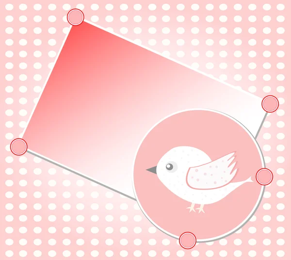 White bird on red vector greeting card background — Stock Vector