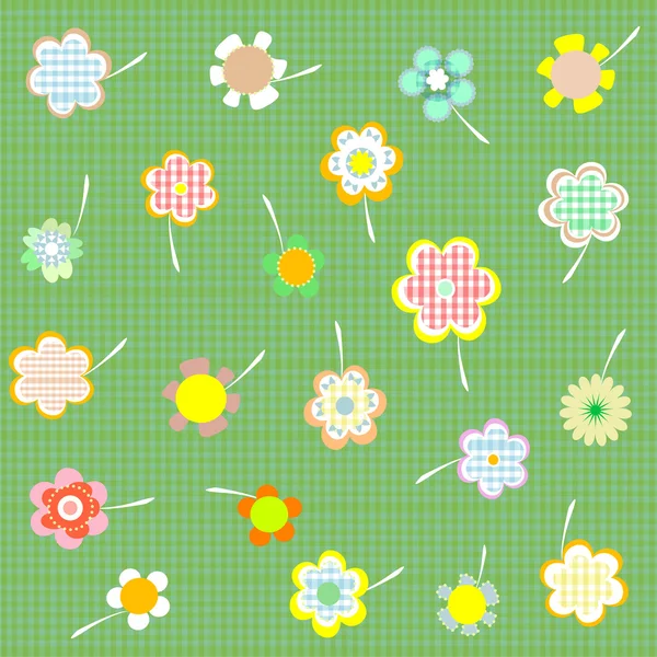 Hand drawn floral background with set of different flowers vector — Stock Vector