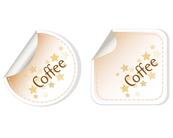 Autocollants vectoriels café étiquette marron ensemble carte restaurant — Image vectorielle