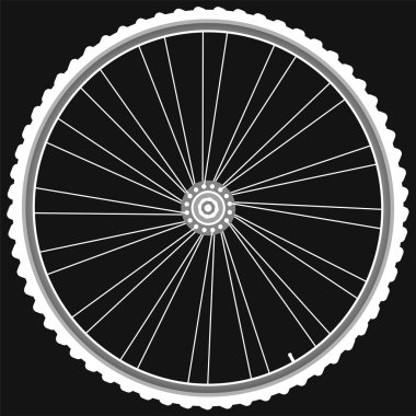 White Bike wheels isolated black background vector clipart