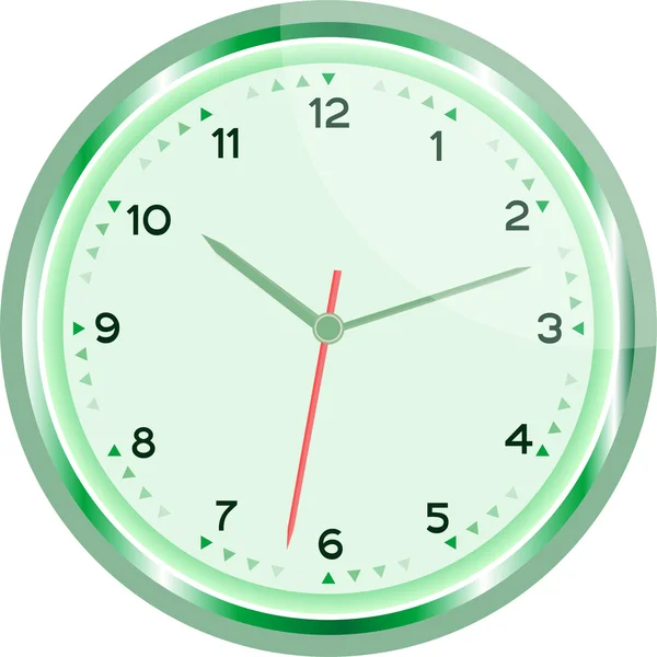 Horloge murale vecteur vert Vintage isolé sur blanc — Image vectorielle