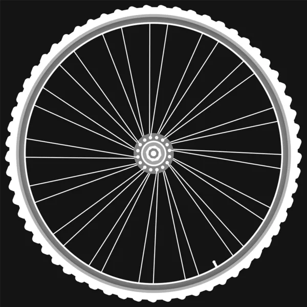 화이트 자전거 바퀴 고립 된 검은 배경 벡터 — 스톡 벡터
