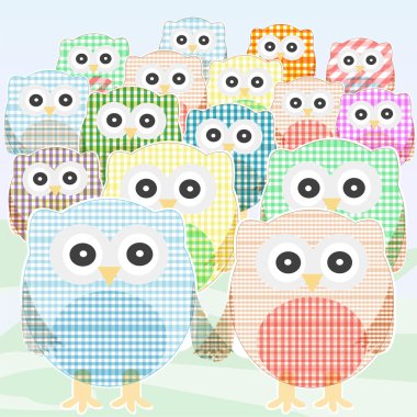 Owls Collection cute and colorful. vector clipart