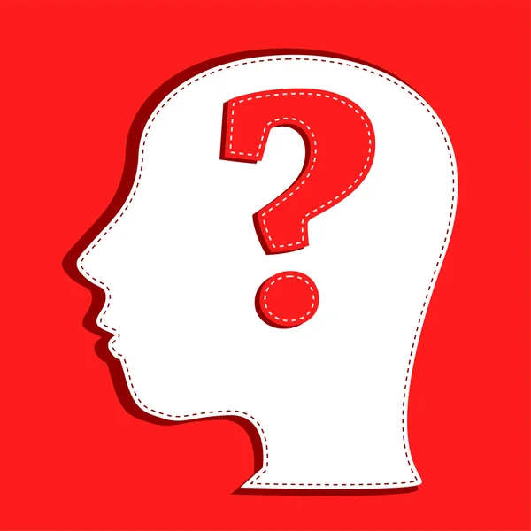 Soru işareti simgesi olan insan kafası — Stok Vektör