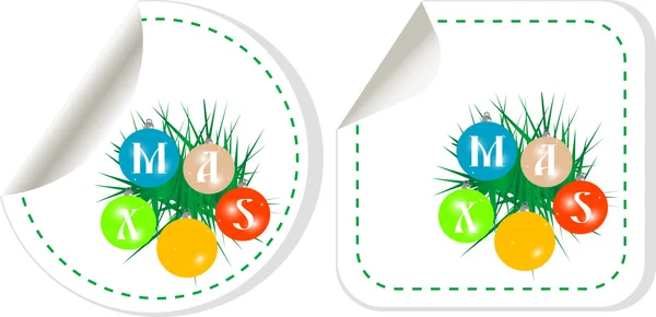 Pegatinas de Navidad. etiquetas de Navidad conjunto. vector — Archivo Imágenes Vectoriales