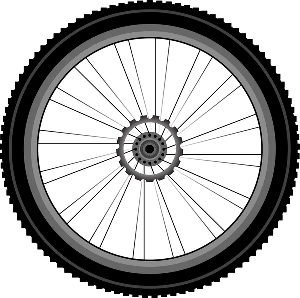 Rueda de bicicleta aislada en blanco — Archivo Imágenes Vectoriales
