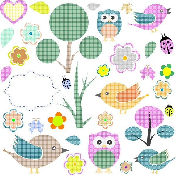 Set of nature textile stickers — Stock Vector