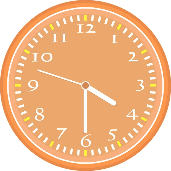 Reloj de pared vector Vintage naranja aislado en blanco — Vector de stock